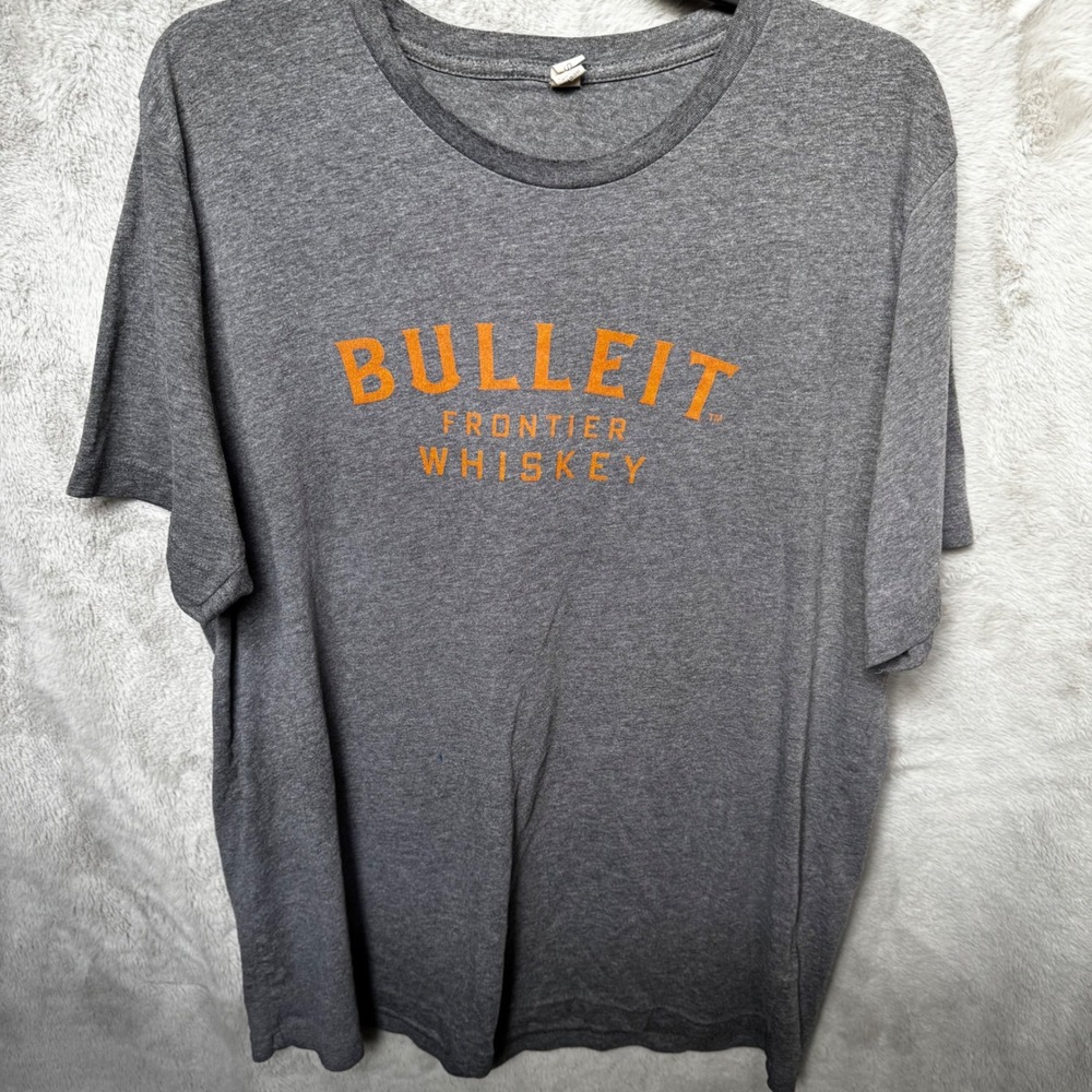 Bulleit Frontier Whiskey Graphic T Shirt Gray Orange Mens‎ Size XL